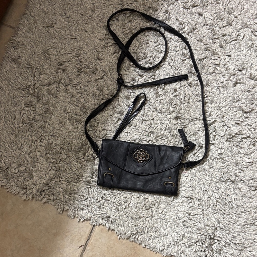 Mariposa Black Crossbody Bag with Embellished Detail